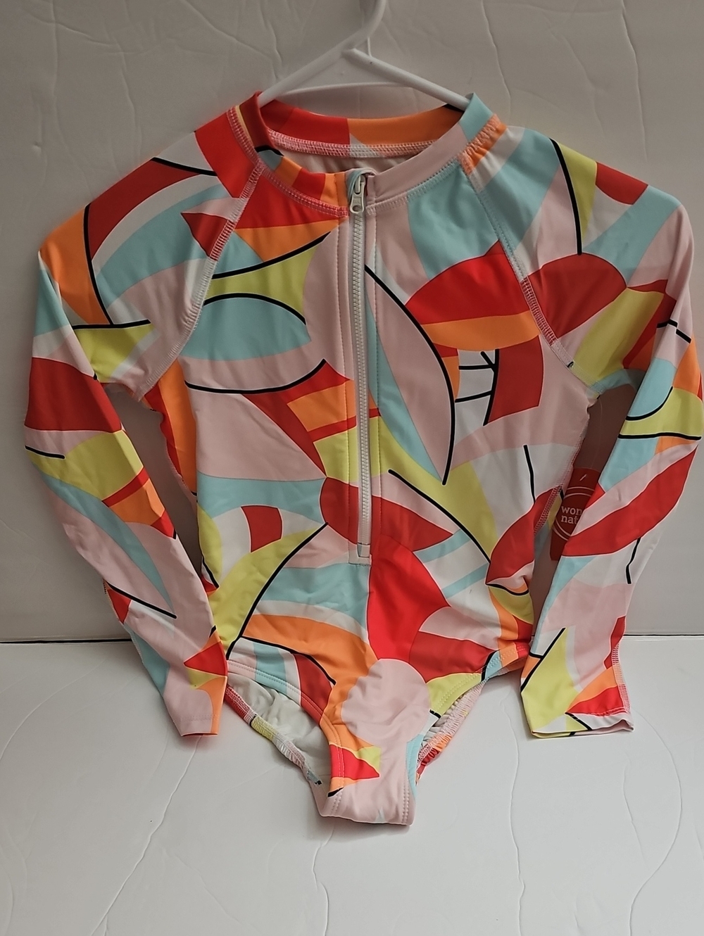 Wonder Nation Kids Long Sleeve One-Piece Rash Guard Swimsuit - Multicolor